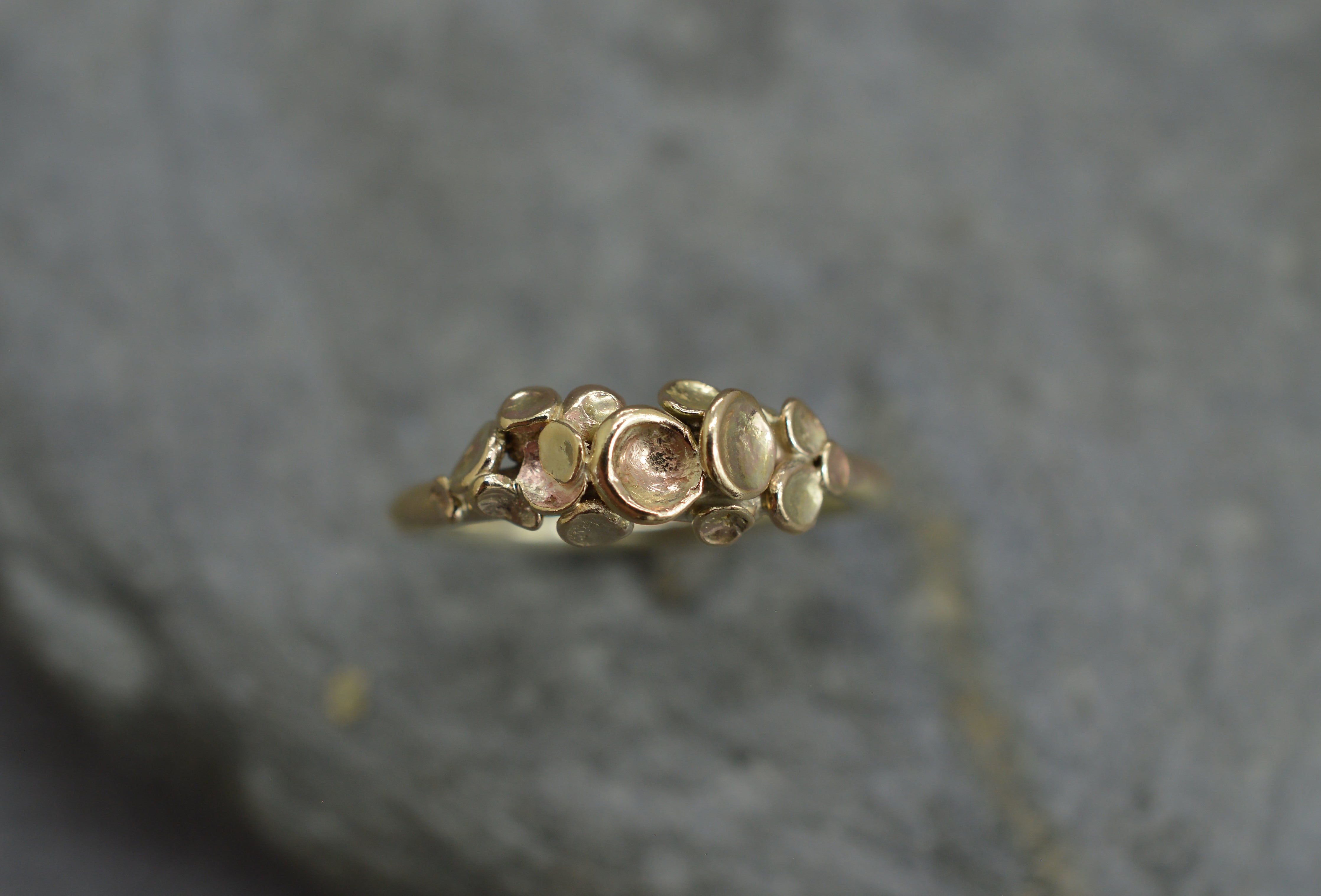 9ct Gold lichen cup ring