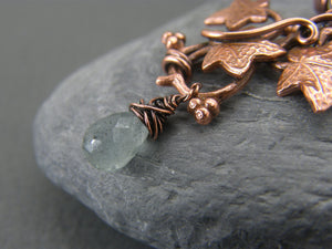 Aquamarine necklace for women ~ Leaf necklace ~ Nature necklace ~ Leaf jewelry ~ Leaf pendant ~ Gift for her ~ March birthstone ~ Aquamarine