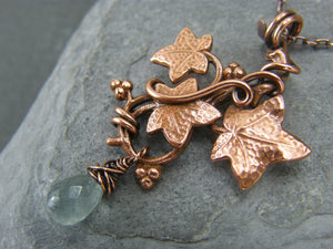 Aquamarine necklace for women ~ Leaf necklace ~ Nature necklace ~ Leaf jewelry ~ Leaf pendant ~ Gift for her ~ March birthstone ~ Aquamarine