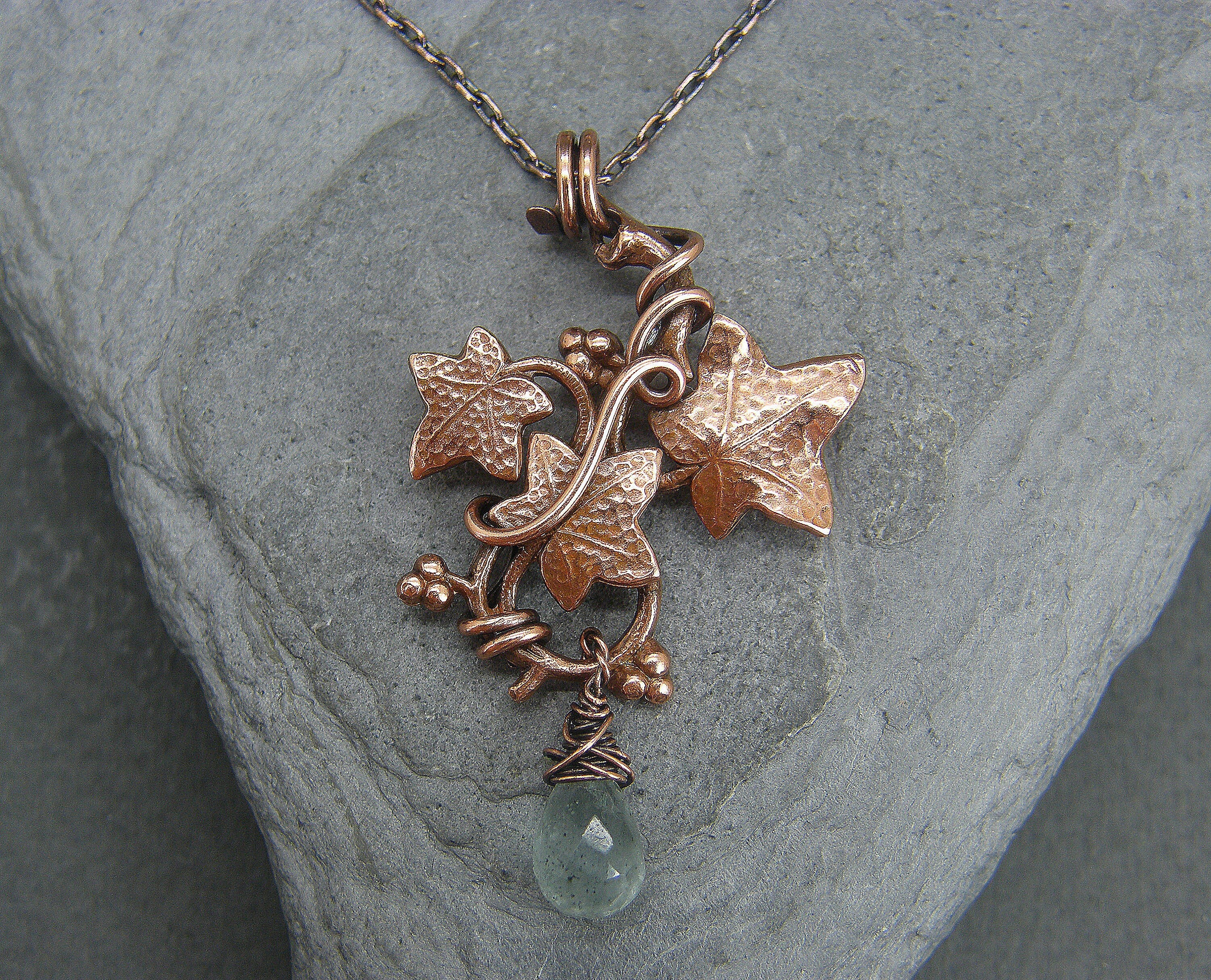 Aquamarine necklace for women ~ Leaf necklace ~ Nature necklace ~ Leaf jewelry ~ Leaf pendant ~ Gift for her ~ March birthstone ~ Aquamarine