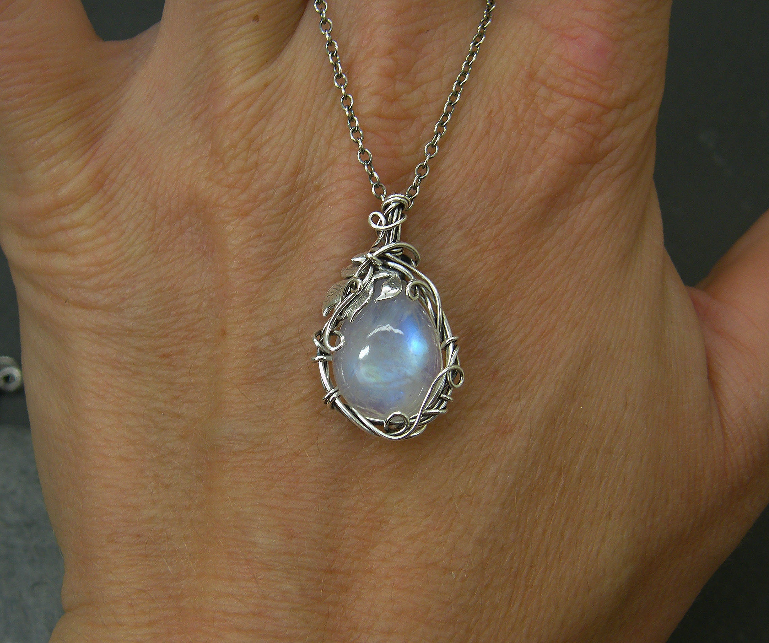 rainbow moonstone necklace